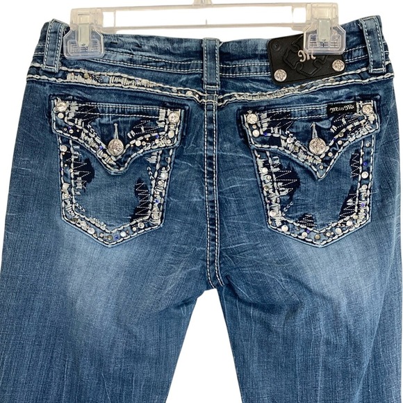 Miss Me Womens Easy Skinny Jeans Size 28‎ Medium Wash Bling je8016es2r Western - Picture 1 of 13